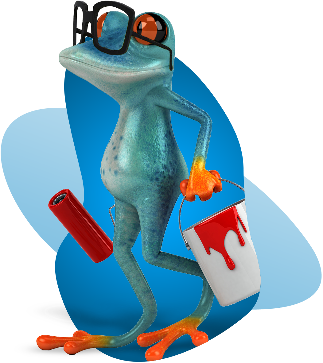 Cartoon frog holding a can of paint