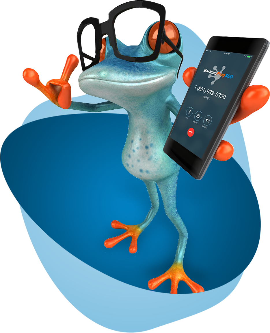 Cartoon frog with cell phone