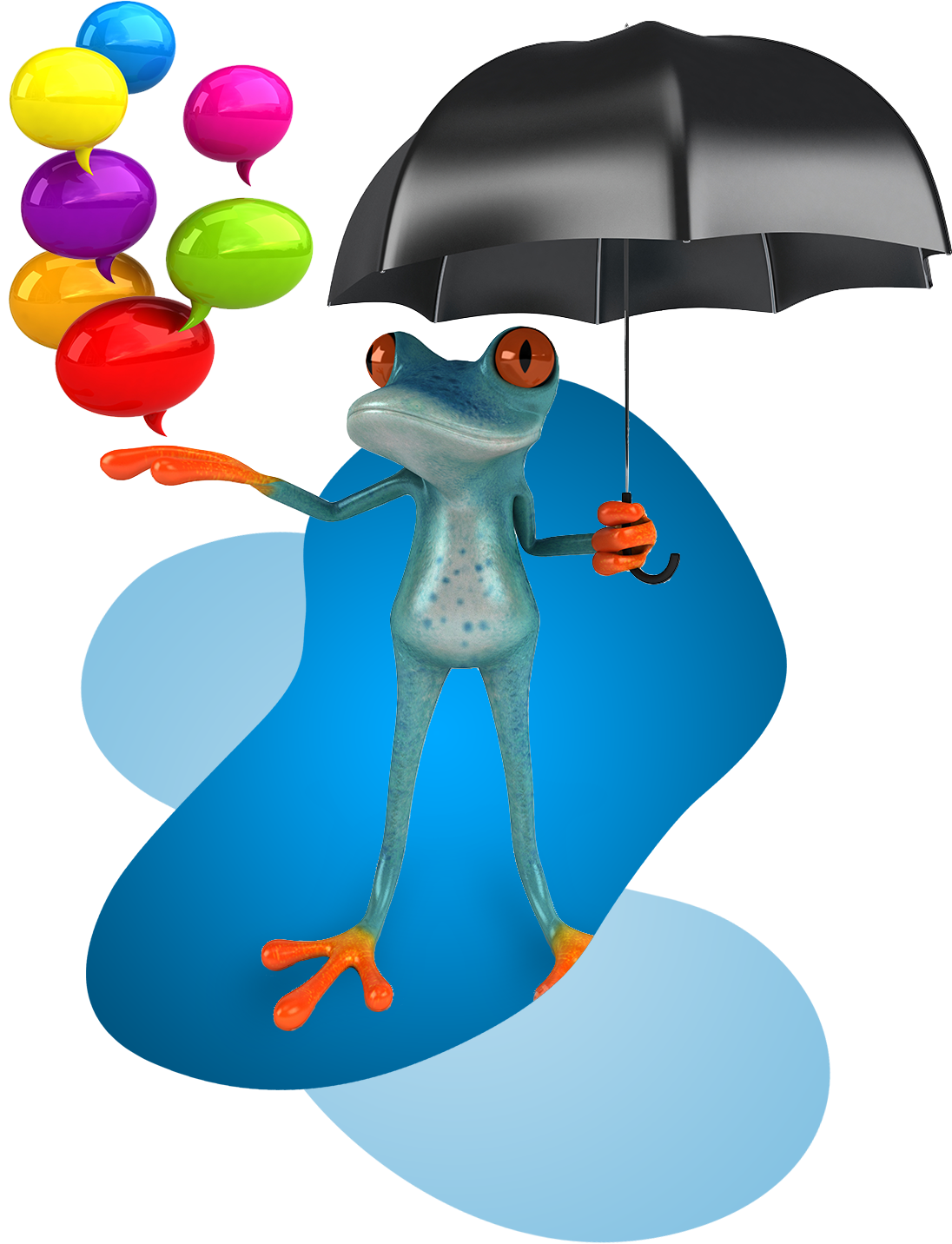 Cartoon frog with umbrella